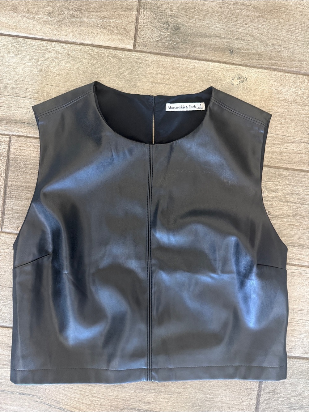 NWOT Abercrombie & Fitch Black Vegan Leather Shell